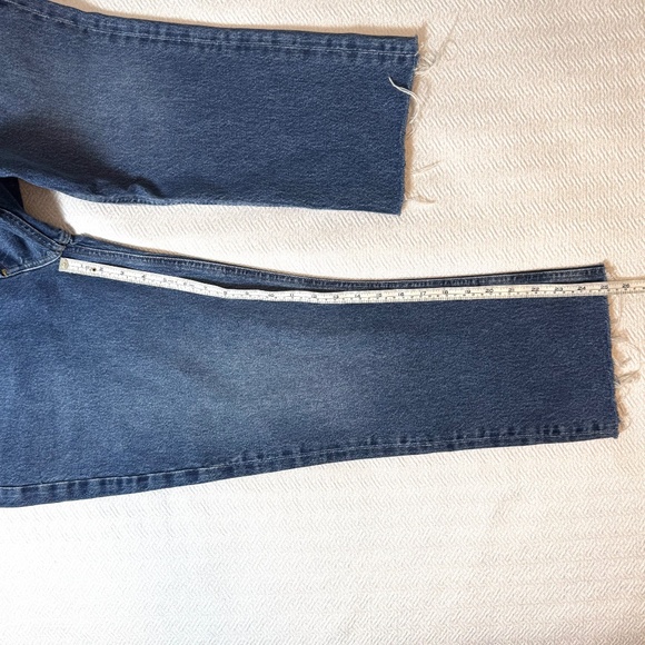 NWT AGOLDE Riley Crop Slim Straight High Rise Blue Sphere Raw Hem Sz 31 L25 - Picture 15 of 16